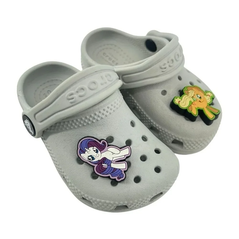 Crocs Toddler Classic Clog Gray C5 Slip On Sandals My Little Pony Jibbitz